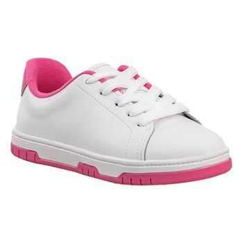 Tenis-Casual-Branco-e-Rosa-Kids-Entressola-Duas-Cores-|-Molekinha-Tamanho--33---Cor--BRANCO-0